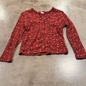 Old Navy Red and Black Floral Top